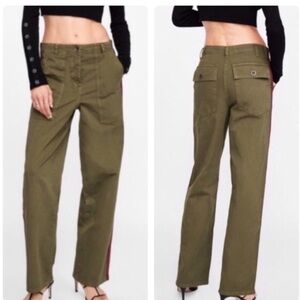Zara Green Worker Straight Pants Size 4 NWT